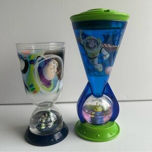 Disney Store Toy Story Buzz Lightyear Snow Globe Kids Goblet Tumbler Bundle
